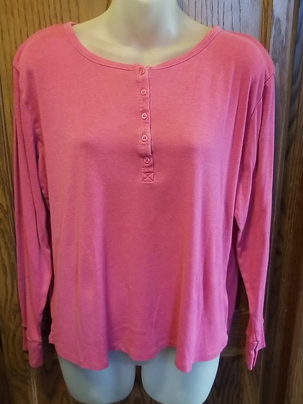 Sale Joe Boxer Long-Sleeve Henley Tee in Rose Pajamas Top